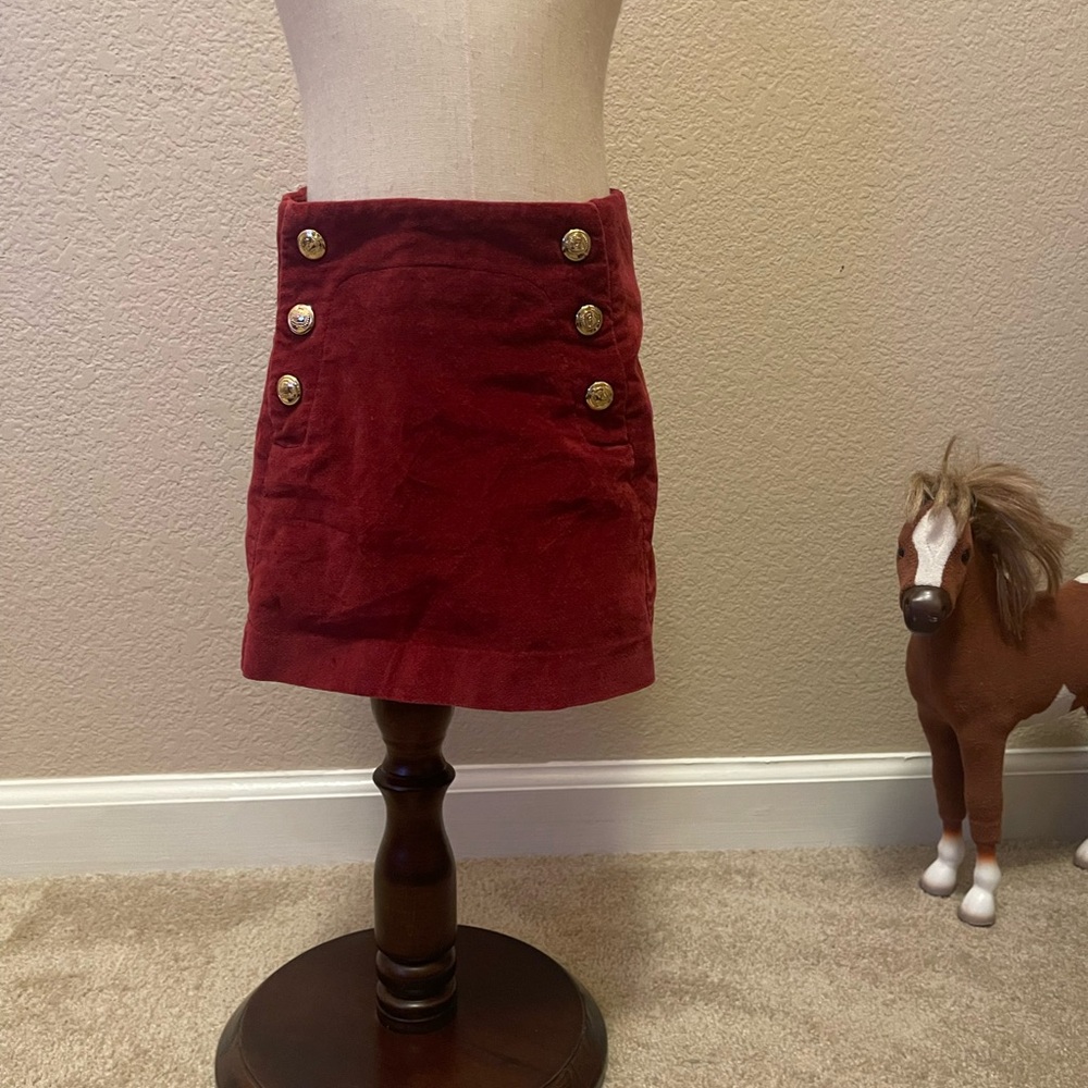 Jacadi Red Mini Skirt with Gold Buttons